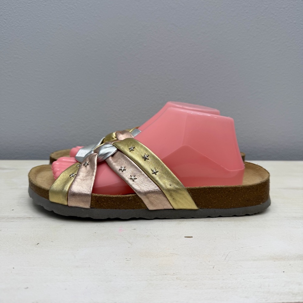 Betula By Birkenstock Mettalic Star Strap Slide Sandals Size 9